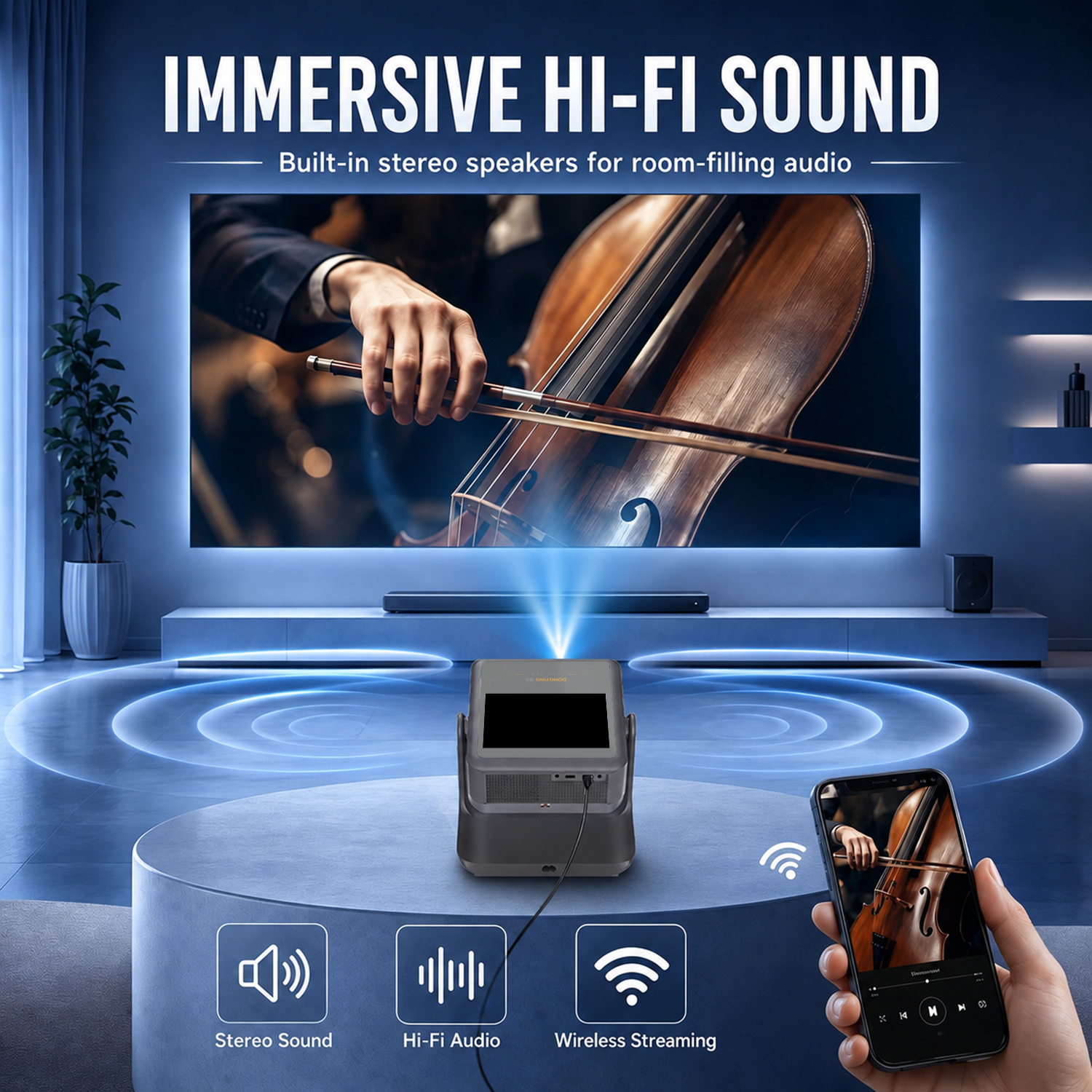 Home Cinema Gifts - Premium Gift Tablet Projector 1080P 4K
