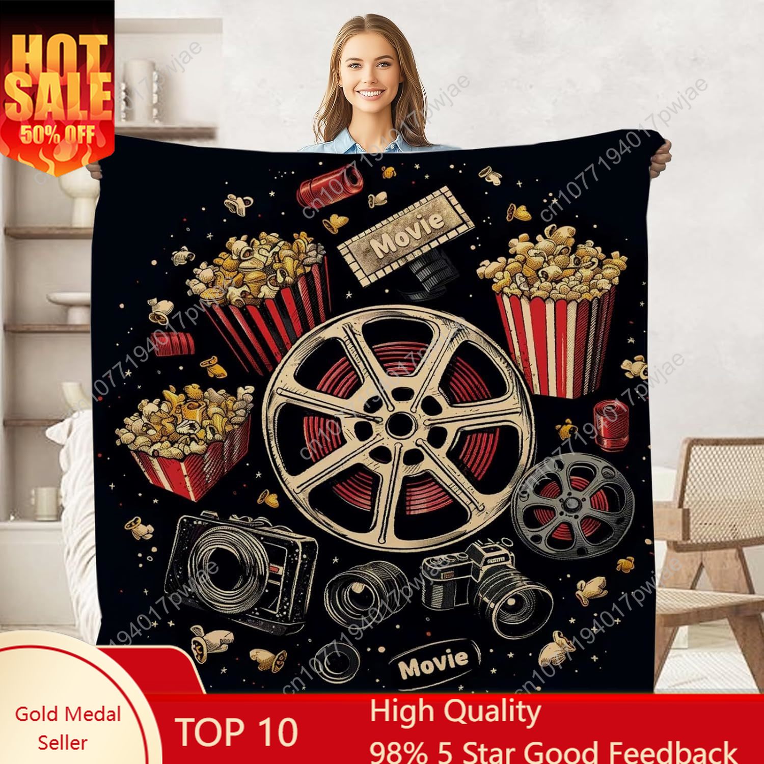 Movie Ticket Popcorn Throw Bla – Home Cinema Gifts Bewertung und Preis